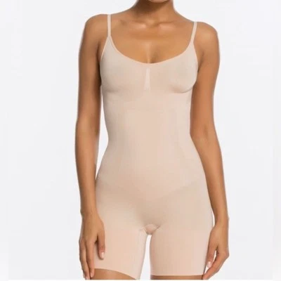 SPANX Plus Size On Core Mid-Thigh Bodysuit - Nude Size 1x Staple Lightweight - Image 1 of 4