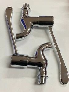 Long Handle Lever Bib Tap Quarter Turn Valve (Hot & Cold) Pair 6'' - Picture 1 of 5
