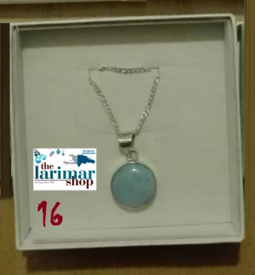 16 LARIMAR catenina con pendente argento rodiato 925% - necklace - Immagine 1 di 2