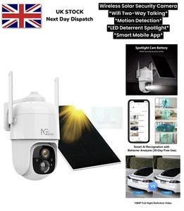 Wireless Security Camera 2K WiFi PIR Solar Powered Energy CCTV Home Outdoor Moti - Picture 1 of 17