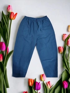 WOMEN - LADIES GREEN ELASTIC WAIST PANTS PLEATED TROUSERS SIZE 16 - Picture 1 of 14