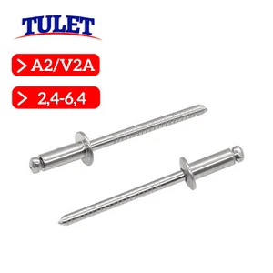 Remaches ciegos acero inoxidable A2 V2A cabeza plana ISO 15983 DIN 7337 remaches 2,4-6,4 mm - Imagen 1 de 65