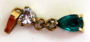 Pendentif en or 18 carats avec émeraude LARMES et diamant CŒUR naturel non tr... - Imagen 1 de 9