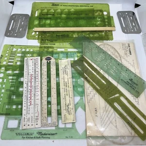 18pcs Architect/Drafting-Timesaver/Berol/Timely/Pickett-Landscape/Bath Templates - Picture 1 of 11