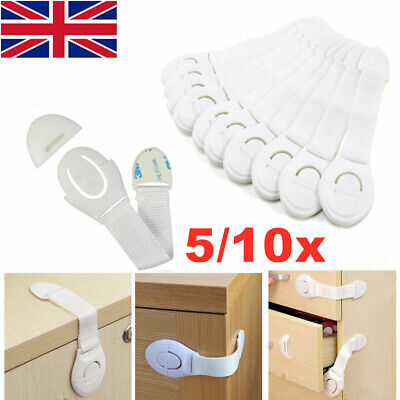 5/10x Adhesive Baby Child Pet Proof Cupboard Door Drawer Safety Lock Catch Guard • 4.29£