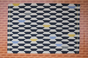 Floor Mat 5x7 ft Grey color Afghan Geometric Style Rug Turkish Kilim Hand Made