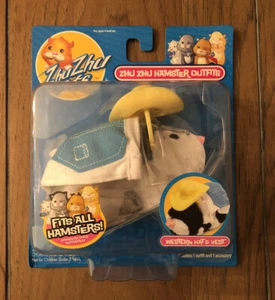 NEW ZHU ZHU PETS HAMSTER OUTFIT WESTERN HAT AND VEST FITS ALL HAMSTERS - Picture 1 of 3