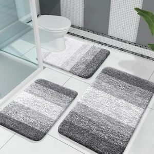 Bathroom Rugs Sets 3 Piece, Soft Absorbent Microfiber Bath Rugs and U-Shaped Con - Picture 1 of 12