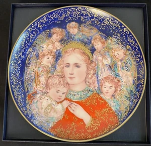 Edna Hibel 1985 The Angels Message Christmas Gold Numbered Plate w/ COA Box Rare - Picture 1 of 9