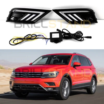 For VW Volkswagen Tiguan 2018 LED DRL Daytime Running Light Fog Lamp w/ Turn - Изображение 1 из 4