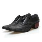 Mens Lace Up Pointy Toe  Nightclub Casual Chunky Heels Formal Dress Shoes