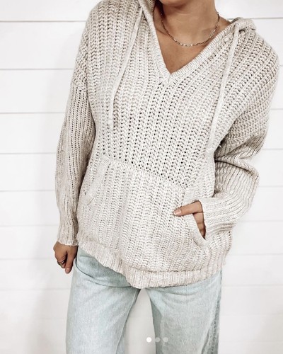 OFF WHITE Felpa con cappuccio donna Aerie Marsmallow Moves panna con tasche a canguro