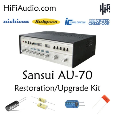 Sansui AU-70 amplifier rebuild restoration Capacitor Kit fix repair instruction - Image 1 of 4