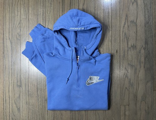 Felpa con cappuccio mezza zip Supreme NY Nike logo pelle di serpente uomo taglia M blu SS21