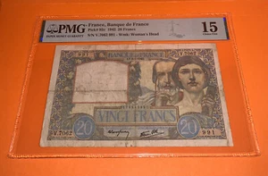 PMG France, Banque de France 20 Francs Banknote 1942 p92c Choice Fine 15 - Picture 1 of 6