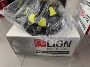 "Casco de bomberos Lion Apparel NEGRO American Legend NFPA 4"" protector facial NUEVO EN CAJA" - Imagen 1 de 9