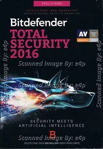 BITDEFENDER TOTAL SECURITY 2016 3 PCS 2 YEARS BRAND NEW FACTORY SEALED RETAIL!!! - Picture 1 of 3