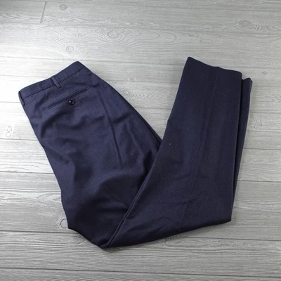 Incotex Dress Pants Mens 40x34 Navy Blue Wool Super 120s Flat Front Straight Leg - Image 1 of 4