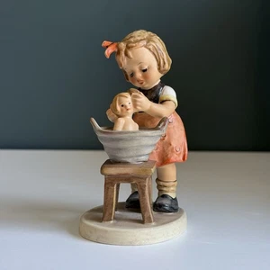 Goebel Figurine “Doll Bath” Vintage W. Germany Hummel Style Girl with Doll T64 - Picture 1 of 8