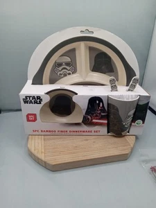 Star Wars Darth Vader Storm trooper 5 Pcs Bamboo Dinnerware Plate Bowl Cup Set - Picture 1 of 7