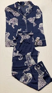 MIDNIGHT BAKERY 2-pc. Satin Pajamas Set NAVY XL - Picture 1 of 4