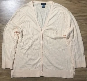 Ann Taylor Womens L Cardigan Sweater Soft Knit Button Up Peach / Salmon NWOT - Picture 1 of 10