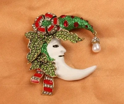 Prendedor de Navidad Luna Broche Prendedor Joyería de Moda NUEVO Envío Gratis Grande 3 Pulgadas Foto 1 de 2
