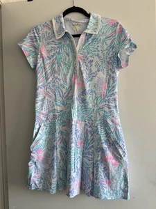 Lilly Pulitzer Luxletic Women Medium UPF 50+ Jessamy Dress Pink Blue Pocket Golf - Picture 1 of 8