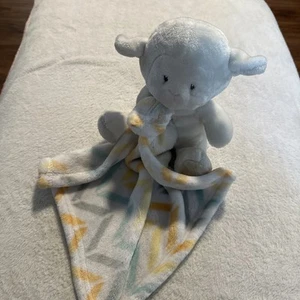 Manta de seguridad Little Miracles Cordero Peluche Sherpa Oveja Lovey Zig Zag Chevron - Imagen 1 de 6