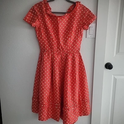 Vestido midi vintage a lunares rosa salmón seda Neiman Marcus Foto 1 de 4