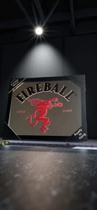 Fireball Whiskey, Printed Glass Mirror. Sleek, Black Trim Surrounding Mirror .￼￼ - Picture 1 of 6