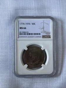1976 D KENNEDY HALF DOLLAR NGC MS-66 - UNCIRCULATED - CLAD - CERTIFIED SLAB -50C - Picture 1 of 4