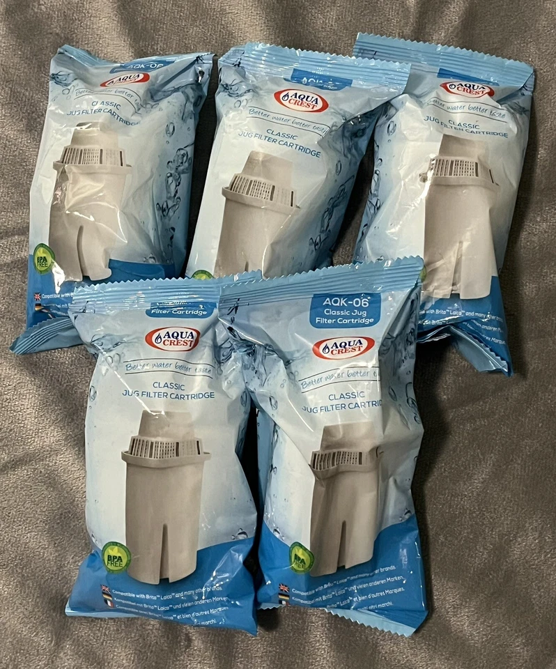 AquaCrest Model AQK-CF06A 5 Pack Filter Replacement  Brita Classic Water Free🎁 - Image 1 of 1