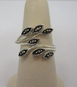 Sterling SILVER leaf WEDDING anniversary band engagement RING 925 size 7.5 - Picture 1 of 7
