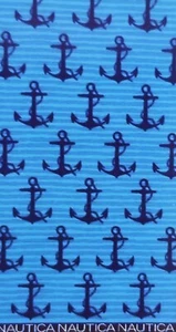 NAUTICA NAVY BLUE+TURQUOISE ANCHOR WOVEN JACQUARD COTTON BEACH,BATH TOWEL-36"X68 - Picture 1 of 6