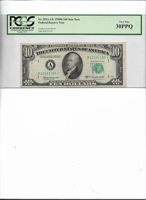 FEDERAL RESERVE NOTE 2014-A* 1950D $10 STAR NOTE VERY FINE 30PPQ - Image 1 of 2