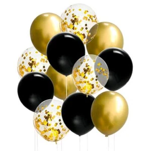 50 Pcs 12 Inches Black and Gold Balloons Gold Confetti Balloons Gold Metallic... - Picture 1 of 6
