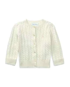 NWT Polo Ralph Lauren Girls' Cable Knit Cardigan White - Baby 9month - Picture 1 of 2