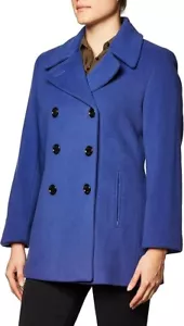 Calvin Klein Womens Double Breasted Peacoat Classic Royal Blue Preppy Size 8 - Picture 1 of 3