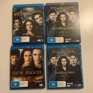 The Twilight Saga Bluray Movies: Eclipse / New Moon / Breaking Dawn Pt 1 & 2 - Picture 1 of 11