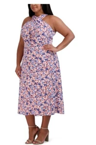 BCBG Paris Women's Halter Midi Dress Romantic Blooms Size XS NWT - Picture 1 of 4