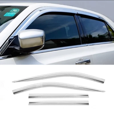 Chrome 4Pcs For Chrysler 300C 2011-2021 2020 2022 Sun Rain Guards Window Visor - Image 1 of 4