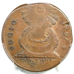 1787 N 1-B R-4 PCGS sehr schöne Details Kreuz nach Datum Fugio Cent Kolonial Kupfermünze - Bild 1 von 3