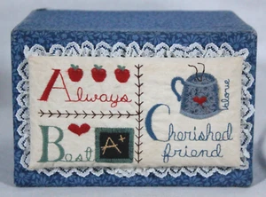 VINTAGE CLOTH EMBROIDERED ALWAYS BEST FRIEND ADDRESS BOX + A-Z INDEX DIVIDERS - Picture 1 of 9