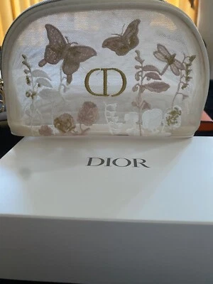 BOLSA DE MAQUILLAJE DE MALLA BORDADA DIOR FLORAL GWP - NUEVA EN CAJA Foto 1 de 4