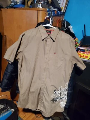Vintage Quiksilver Button Down Shirt w Graphics and Embroidered Logo size XL - Image 1 of 4