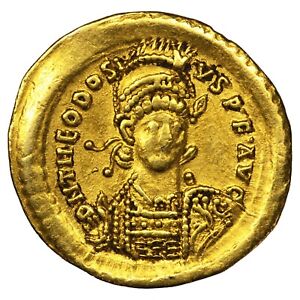 Roman coin Theodosius II Solidus Reverse Constantinople 441-450 RIC.293 Gold