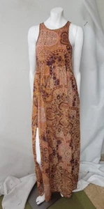 Xhilaration Dress Womens M Orange Paisley Print Whimsy Gypsy Boho Tank Mini Maxi - Picture 1 of 13