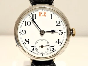 ANTIQUE TRENCH RARE WW1 BIG 38.5mm MILITARY SWISS MEN'S UNBRANDED WATCH 7 JEWELS - Picture 1 of 17