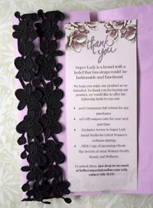 1 Pair Super Lady Long Flower Bra Strap(s) Women's Size L, Black, Adjustable - Picture 1 of 4